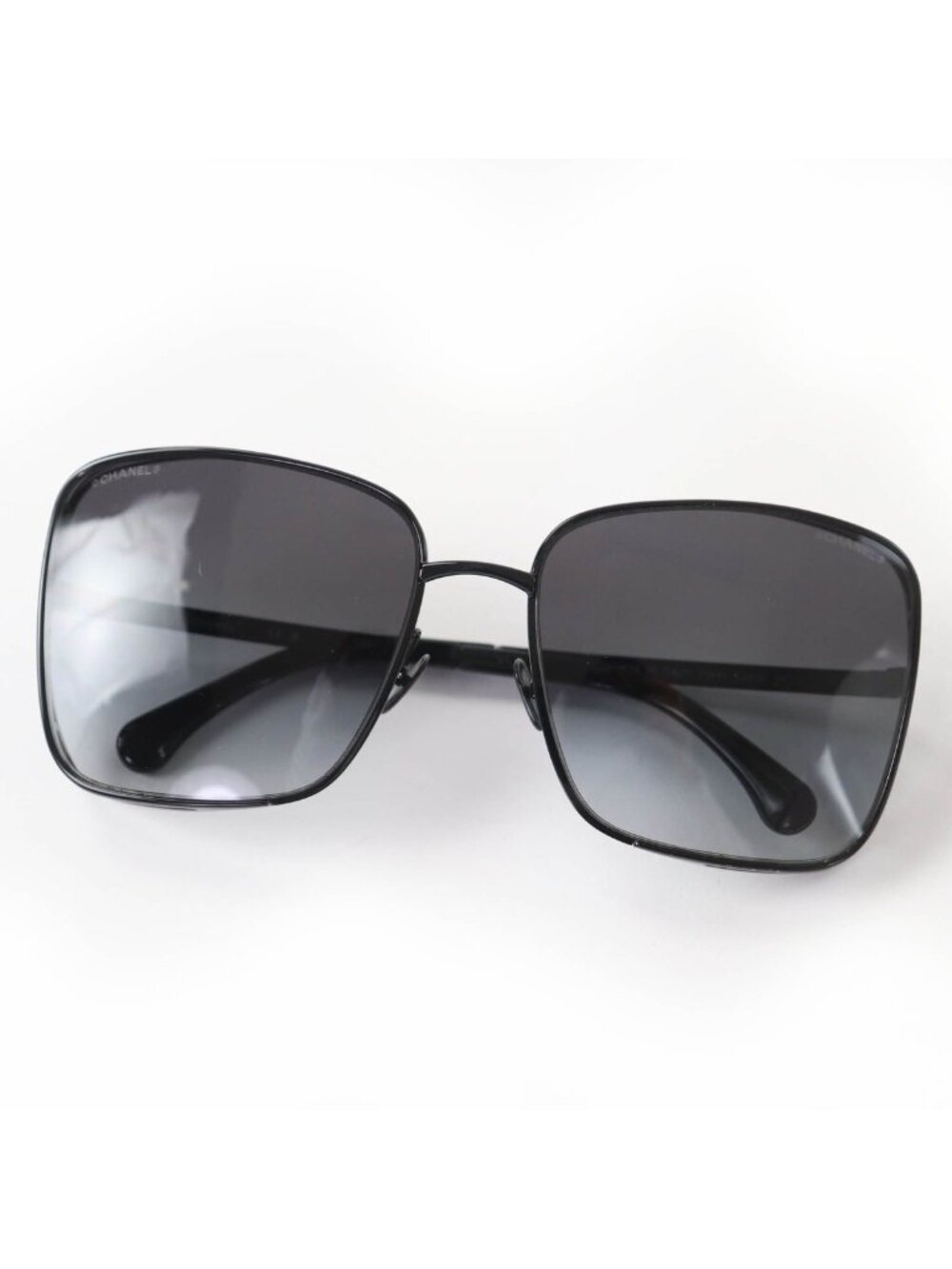 Chanel Logo Square Sunglasses Eyewear Black with Case - Picture 2 of 11